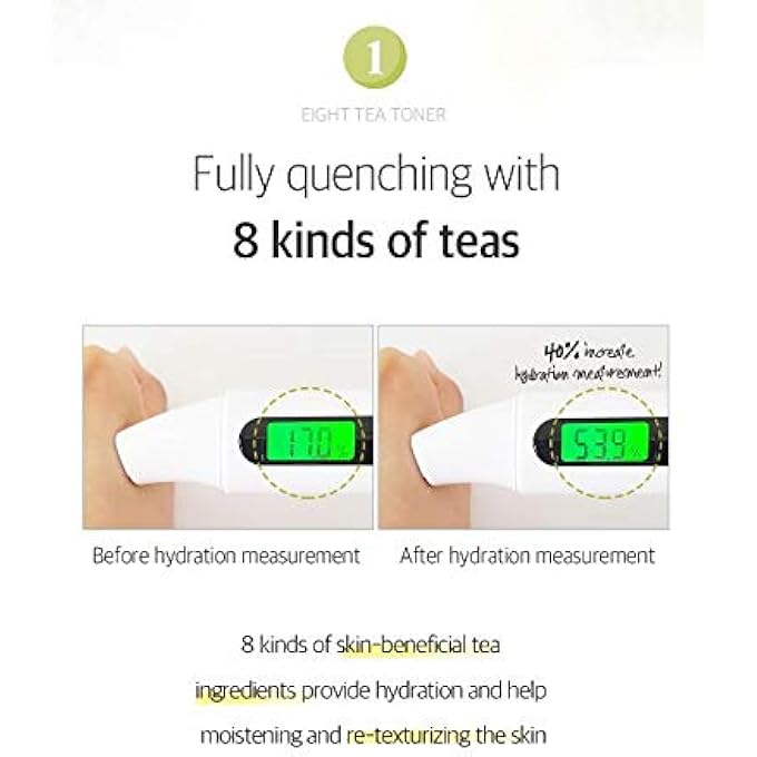 bom EIGHT TEA TONER LOW PH MOISTURIZING, SOOTHING TONER WITH TEA EXTRACT FOR DAILY SKINCARE, 150ML / 5.07 FL.OZ - Image 3